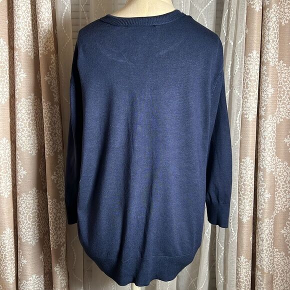 Ellen Tracy navy Button Down Sweater w/ 3/4 sleeves size xl - Picture 3 of 7